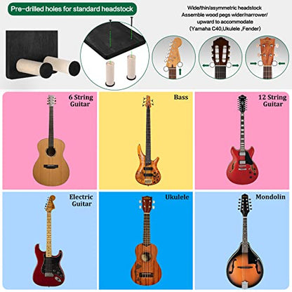 Keebofly Guitar Wall Mount 3-Pack - Rustic Wood Guitar Hanger with Pick Holder for Acoustic, Electric, Bass Guitars & Ukulele (Matte Black, Screw-Mounted) [Patented] - color: 3 Pack_Black