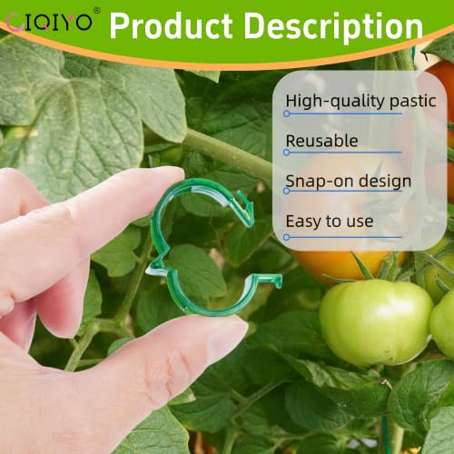 CIQIYO® 200 Pcs Plant Support Clips,Plastic Clips for Securing Plants,Tomato Vine Clips,Plant Fixing Clips,Garden Clips for Climbing Plants,Grape and Vine Vegetables (200, Green)