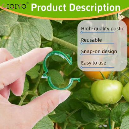 CIQIYO® 200 Pcs Plant Support Clips,Plastic Clips for Securing Plants,Tomato Vine Clips,Plant Fixing Clips,Garden Clips for Climbing Plants,Grape and Vine Vegetables (200, Green)