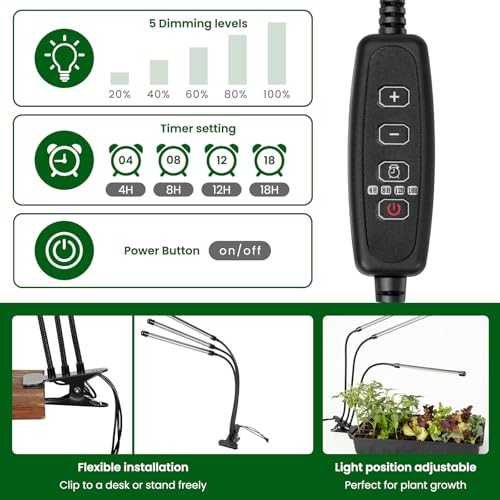 SOLIGT 60 Cell Seed Starter Kit with Grow Light and Heat Mat, Seed Starter Tray with Higher 4.3” Humidity Dome, Flexible Light Positioning for Seed Starting & Seedling Growth - size: 1 SET