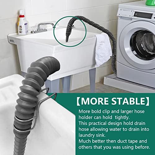 Adjustable Washing Machine Washer Drain Hose Holder Hook, Laundry Tub Hose Guide Clip, Universal Utility Sink Hose Clamp, 304 Stainless Steel