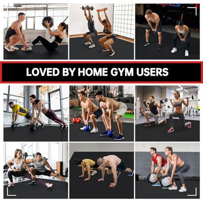 GymCope Large Exercise Mat for Home Workouts, 12x6/10x6/9x6/8x6/7x5/6x4 ft - color: 12'x6'Black