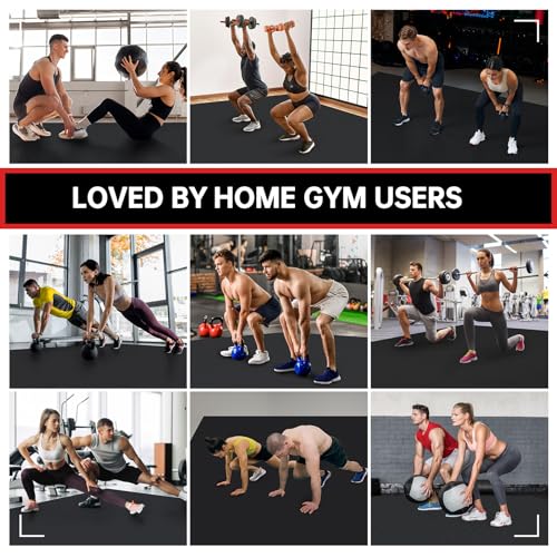 GymCope Large Exercise Mat for Home Workouts, 12x6/10x6/9x6/8x6/7x5/6x4 ft - color: 8'*6'Black
