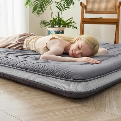 Japanese Floor Mattress, Thicken 4" Japanese Futon Mattress, Foldable & Portable Shiki Futon (shikibuton), Roll Up Thicken Sleeping Tatami Mat Sleeping Pad for Camping (Grey, 39 x 80)