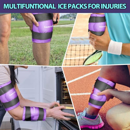 Reusable Cold Ice Packs for Injuries, 3-Piece Set Cold Gel Ice Wrap for Injury Recovery, Alleviate Joint and Muscle Pain (Knee Ice Wrap-Purple) - color: 3pcs-purple