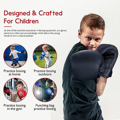 Kids Boxing Gloves for Sparring,Punching Bag,MMA Training,Ages 3-15 - color: Black, size: 4 oz