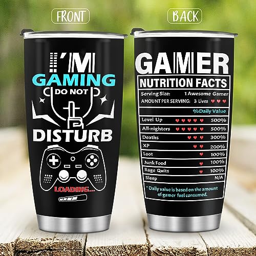 Jekeno Gaming Mug Tumbler Boys Gifts - Kids Teens Men Gamer Gamepad Presents Game Controller Travel Coffee Cup for Boyfriend Son Dad Husband Birthday Halloween Christmas 20oz Stainless Steel
