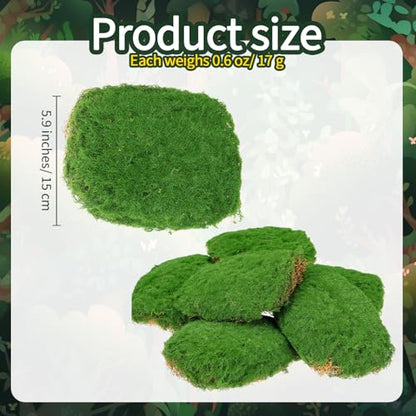 Solsew 6 Pcs Artificial Fake Green Moss for Potted Plant Indoor Waterproof Decorative Faux Moss Decor for DIY Crafts Garden Wedding Party Decoration(Fresh) - style: Fresh