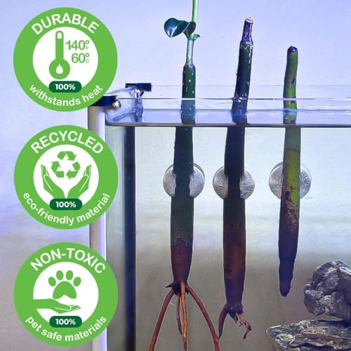 Magnetic Mangrove & Bamboo Holder for Aquariums (3 Pack) | Tank-Safe Magnets | Plant Mounts for Glass up to 1/4” | Aquascaping Support