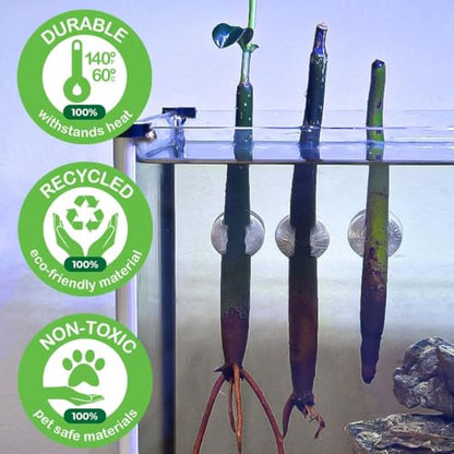 Magnetic Mangrove & Bamboo Holder for Aquariums (3 Pack) | Tank-Safe Magnets | Plant Mounts for Glass up to 1/4” | Aquascaping Support