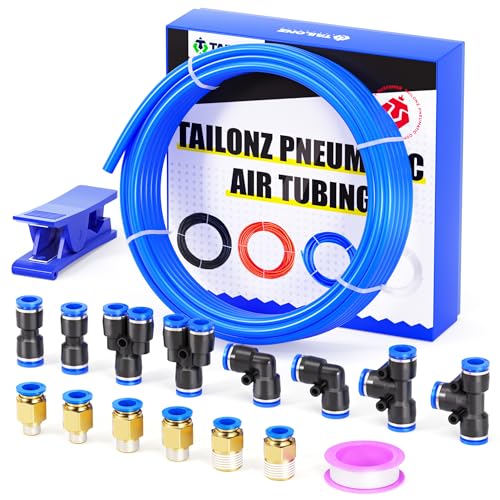 TAILONZ PNEUMATIC 10mm OD 6.5mm ID Polyurethane PU Air Hose Pipe Tube Kit 10 Meter 32.8ft - color: Blue, size: 10mm OD/32.8ft/10m