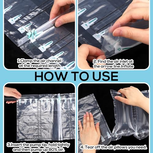 400 Count Air Pillows for Shipping with Pump, 4.72 x 9.84 Inches Inflatable Shipping Air Bags Supplies Box Filler Packing Materials Alternative to Packing Peanut, Purse Stuffers for Shape