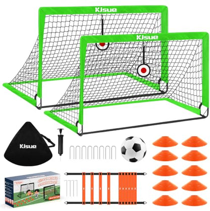 Soccer Goal, Kids Soccer Goals for Backyard Set of 2, Pop Up Soccer Net - color: Green, size: 4X3 FT
