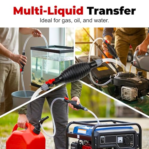 Multifunctional Liquid Siphon Pump with Self-contained Valve, 2026 New Hand Fuel Transfer Pump, Large Diameter Manual Fluid Extractor for Gasoline, Fuel, Diesel, Water, Fish Tank (With 1.5M Hose)