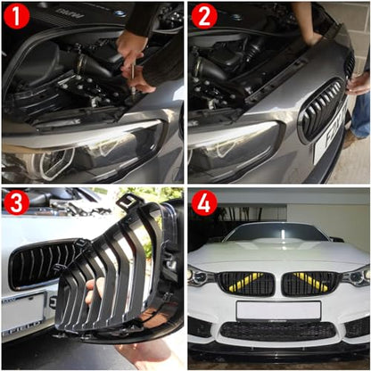 Jaronx Compatible with BMW V Brace Cover, Front Grill Inserts V Bar Brace Trim Covers Compatible with BMW for 1'F20 F21/2'F22 F23/3'F30 F31 F34/4'F32 F33 F36/5' G30 G31/6'G32/7'G11 G12/8'G14 (Yellow) - color: Yellow, size: F30/G30