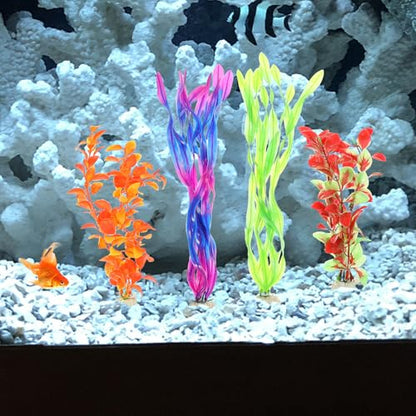 17pcs Artificial Aquarium Plants Fake Aquatic Grass Simulation Decor Fish Tank Accessories for Freshwater and Saltwater Tanks Safe Material Home and Desktop Decoration
