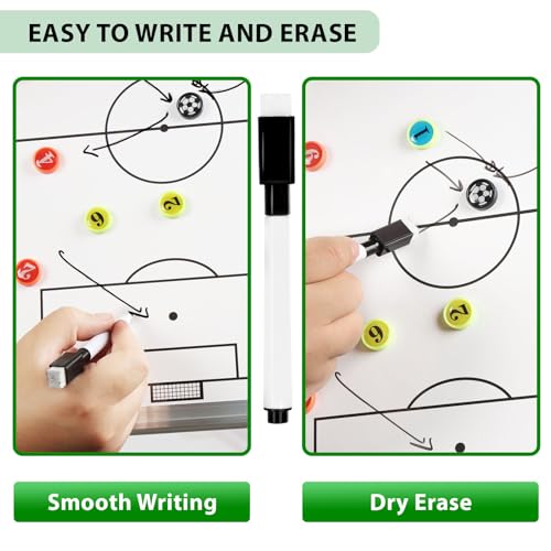 Soccer Dry Erase Coaches Clipboard, Large Soccer Lineup Coaching Strategy Tactics Board,Portable Soccer Clipboard for Coaches Soccer Dry Erase Whiteboard Strategy Tactical Blackboard