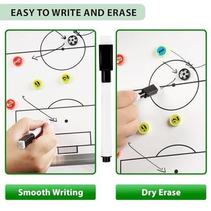 Soccer Dry Erase Coaches Clipboard, Large Soccer Lineup Coaching Strategy Tactics Board,Portable Soccer Clipboard for Coaches Soccer Dry Erase Whiteboard Strategy Tactical Blackboard