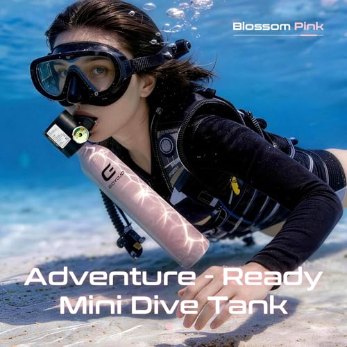 GOYOJO Mini Scuba Tank, Portable Diving Lung Air Tank with DOT Certified, Refillable Emergency Backup Pony Bottle for Snorkeling, Underwater Breathing, Training - color: 0.5L Blossom Pink