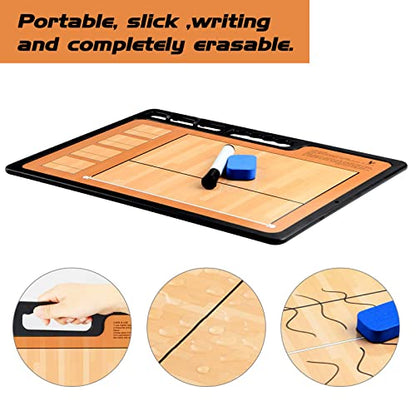 Coach Board Premium Tactical Clipboard Two Sides with Full & Half Court Dry Erase Marker Board for Basketball, Baseball, Soccer, Football, Hockey - color: Volleyball