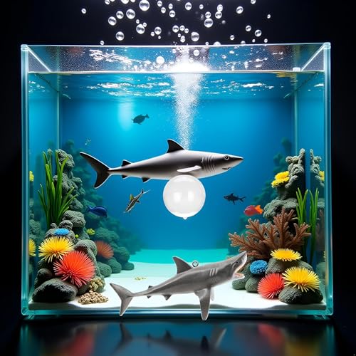 1 Pc Floating Shark Ornament - Adjustable Aquarium Shark Animal Decor | Aquarium Floating Shark Ornaments Thematic Ornaments Suitable for Aquarium All Kinds of Fish Tank and Home, Shark Pool Décor