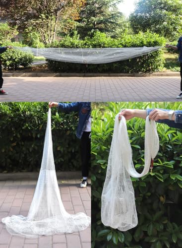 Lawaia Traditional Fishing Cast Net Multifilament Line Landing Net with Steel Pendant Weight Hand Throwing Fish Net White Nylon Small Mesh - color: white, size: 4m high