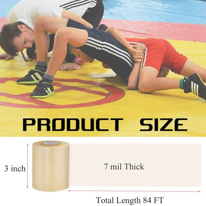 JUYO VONSAN 20 Pcs Wrestling Mat Tape 3'' x 84' Clear PVC Gym Floor Mat Tape, 7mil Thick, for Wrestling Grappling Exercise (20, Clear, 3'' x 84')