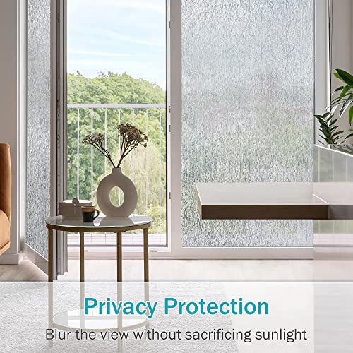 Rain Glass Window Film Privacy Static Window Clings Decorative Glass Sticker for Home Office Removable UV Protection Heat Control 17.7 x 78.7 inches