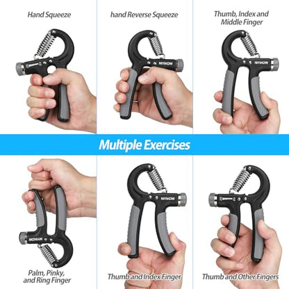 NIYIKOW 2 Pack Grip Strength Trainer, Hand Grip Strengthener, Adjustable Resistance 22-132Lbs (10-60kg), Forearm Strengthener, Perfect for Musicians Athletes - color: Grey