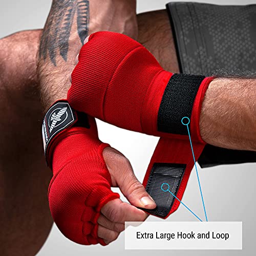 Hayabusa Quick Gel Hand Wrap Boxing Gloves | Slip-On Design, Padded Knuckle Protection, Hook and Loop Closure, Muay Thai Kickboxing, Men and Women, Sparring - color: Red, size: Large