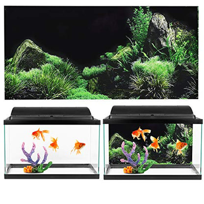 Aquarium Background Aquarium Decoration Sticker, 3D Effect Underwater Seaworld Backdrop Decorations Poster, DIY Aquarium Fish Tank Seafloor Water Grass Background Painting PVC Sticker(91*50cm) - size: 91*50cm