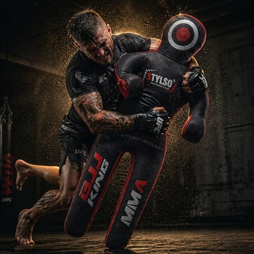Unfilled Grappling Dummy – Adult Life Size Wrestling & BJJ Training Dummy, MMA Jiu Jitsu Judo Takedown & Throwing Practice, Heavy-Duty Triple-Stitched Canvas Submission Dummy - color: Black, size: 6ft / 72"