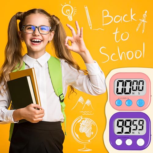 ZILLEEN Classroom Timer for Kids Teachers 2 Pack Digital Timers Pur Pk - color: Purple & Pink