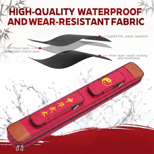 Tai Chi Sword Bag Double Layer with Adjustable Shoulder Strap - color: Red