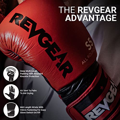Revgear S5 Leather Muay Thai & Kickboxing Gloves, MMA, UFC, Training Gear - color: Grey/Black, size: 12OZ