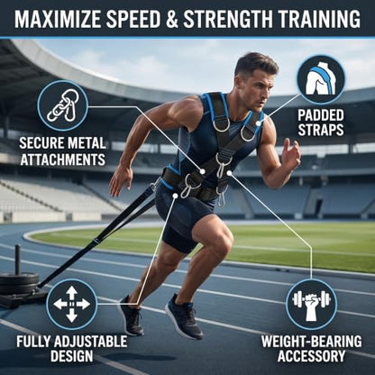 VBESTLIFE Adjustable Training Pull Belt, Speed Strength Training Sled Shoulder Harness Band Belt Sports Equipment