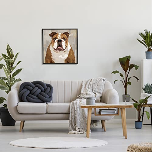 Stupell Industries Bulldog Hungrily Waiting Dull Abstract Background Pet Collage, Design by Keri Rodgers