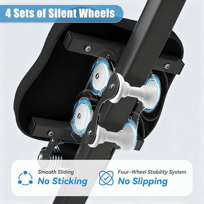EPHESPORT 2-in-1 Crunch & Sit-Up Ab Machine with Knee & Back Protection | Foldable Ab Workout Machine, 8 Height Levels & 2 Incline Angles, Stable 4-Wheel Base, 330 LBS Capacity - color: Blue