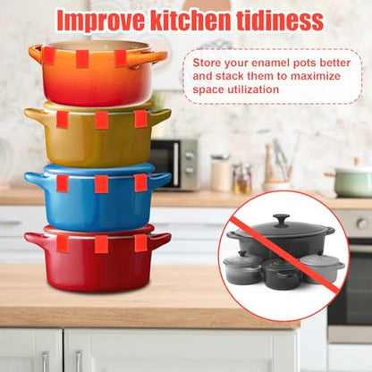 12pcs Dutch Oven Lid Protector Clips, Thickened Cookware Protectors for Stacking Bumper Protector Clips Silicone Replacement Pan Clips for Display and Storage Dutch Oven Pots (Orange)