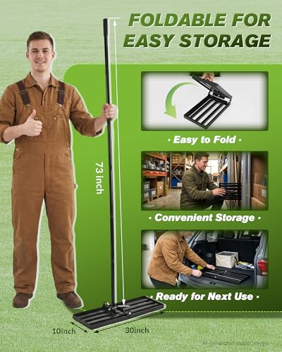 Sakerplus Lawn Leveling Rake 30 Inch, Landscaping Lawn Leveler, Heavy-Duty Yard Leveling Rake for Soil, Sand, Compost & Fertilizer, Fixed Handle Ground Leveler for Yard