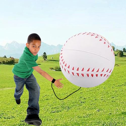 Wrist Return Ball, 2.36 Inch Sports Wrist Balls on a String, Rubber Rebound Bouncy Wristband Balls on Elastic String for Wrist Exercise or Play (Basketball, Tennis, Baseball and Football)
