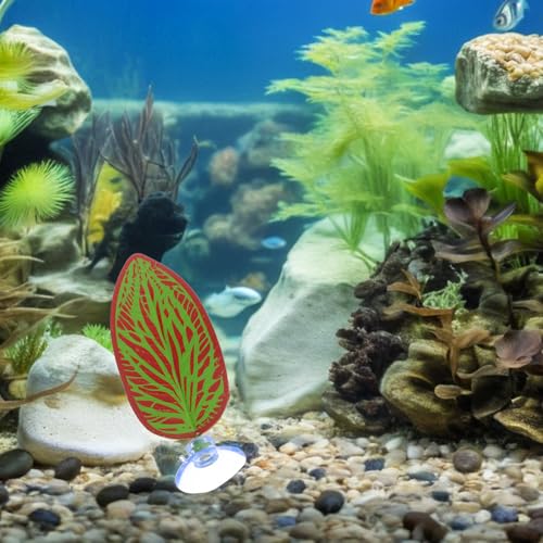 ARTIBETTER Betta Fish Leaf Pads Aquarium Hammock with Suction Cup Artificial Plant Leaf for Fish Resting and Spawning Tank Decor Red Green