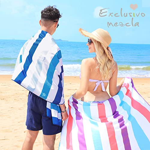 Exclusivo Mezcla 2 Pack Microfiber Quick Dry Large Beach Pool Towels - color: Mixed Color-red/Blue, size: 30" x 60"