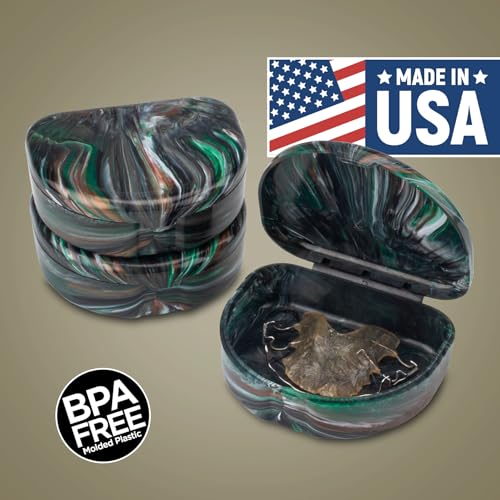 Practicon Marble Retainer Cases, Orthodontic Aligner Case, Mouth Guard Holder (3 Pack) (Camo) - color: Camo