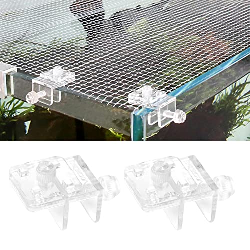 2pieces Aquarium Net Clamp Clear Mesh Netting Fish Tank Anti-Jumping Clamp Anti-Escape Replacement Clips Fish Tank Glass Cover Clips