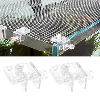 2pieces Aquarium Net Clamp Clear Mesh Netting Fish Tank Anti-Jumping Clamp Anti-Escape Replacement Clips Fish Tank Glass Cover Clips