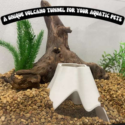 REEFSHAPE Aquarium Volcano Tunnel | Perfect for Fish, Shrimp, Loaches, Eels, Amphibians & More | Volcano Fish Hideout | Made in USA (Volcano, Black)