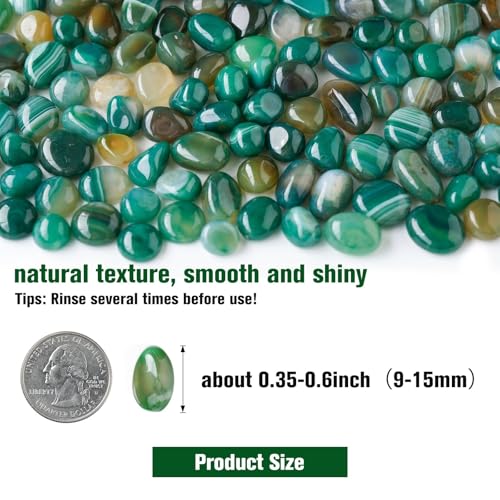 2.2LB Natural Green Agate Stones for Aquarium Gravel & Fish Tank 0.35-0.6 Inch Decorative Pebbles for Succulent Rocks DIY Landscaping Indoor Plants Vase Fillers - size: 2.2 LB, style: Green Pebbles