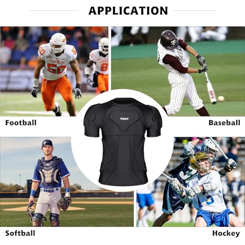 Mens Football Rib Protector with Pads Adult Protective Undershirt Heart Guard for Softball Rugby Lacrosse - size: Large