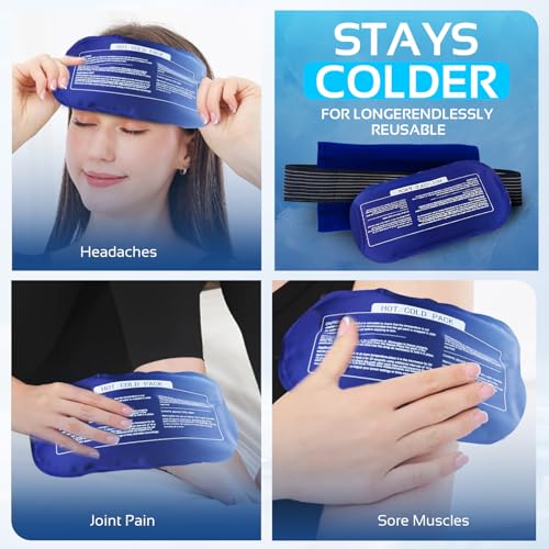 Ice Packs for Injuries Reusable (3-Piece Set) – Hot and Cold Ice Packs for Knee, Reusable Gel Wraps Support, Adjustable Ice Pack Pain Relief for Shoulders, Back Joints Muscles, Knees, Arms and Legs - size: 3 Piece Set - Regular, style: Nary Blue